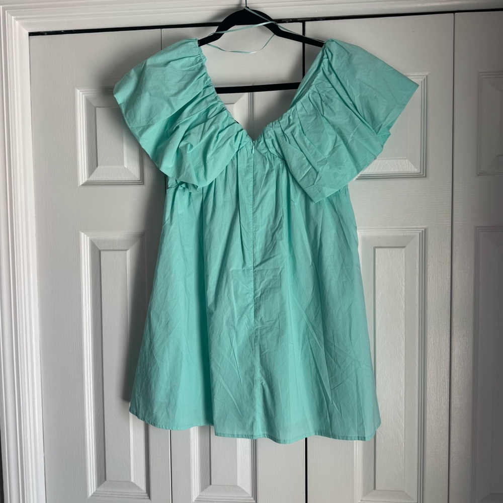 Day and Moon Puff Flutter Sleeve Dress